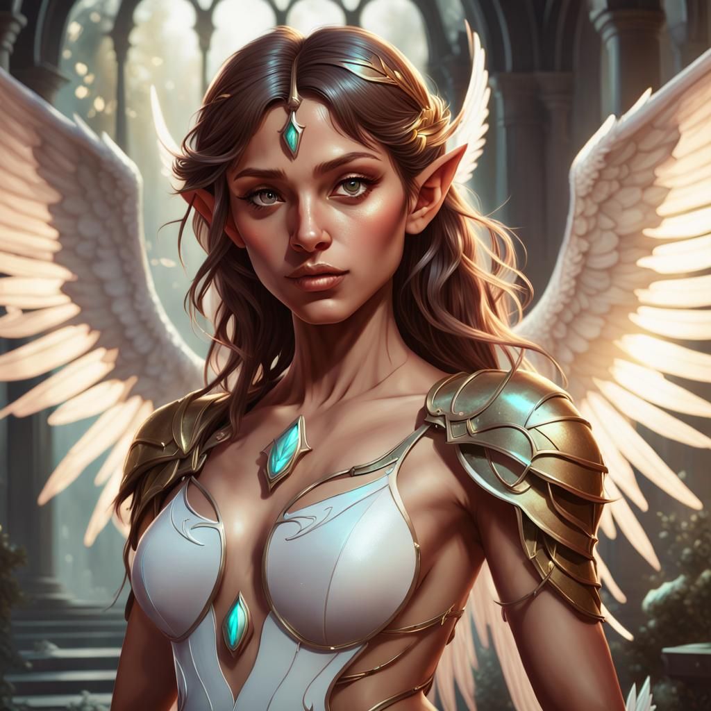 Ethereal Elf with Angel Wings in Magic Style