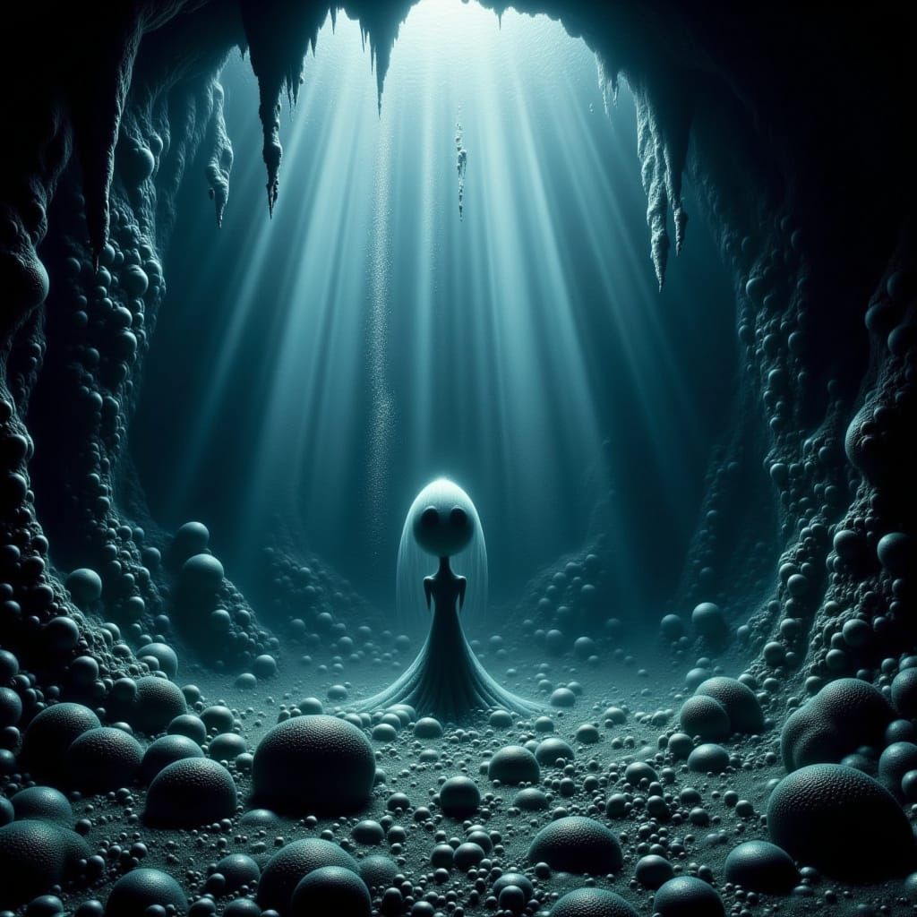 Iridescent Beauty Waterghost in Underwater Cave