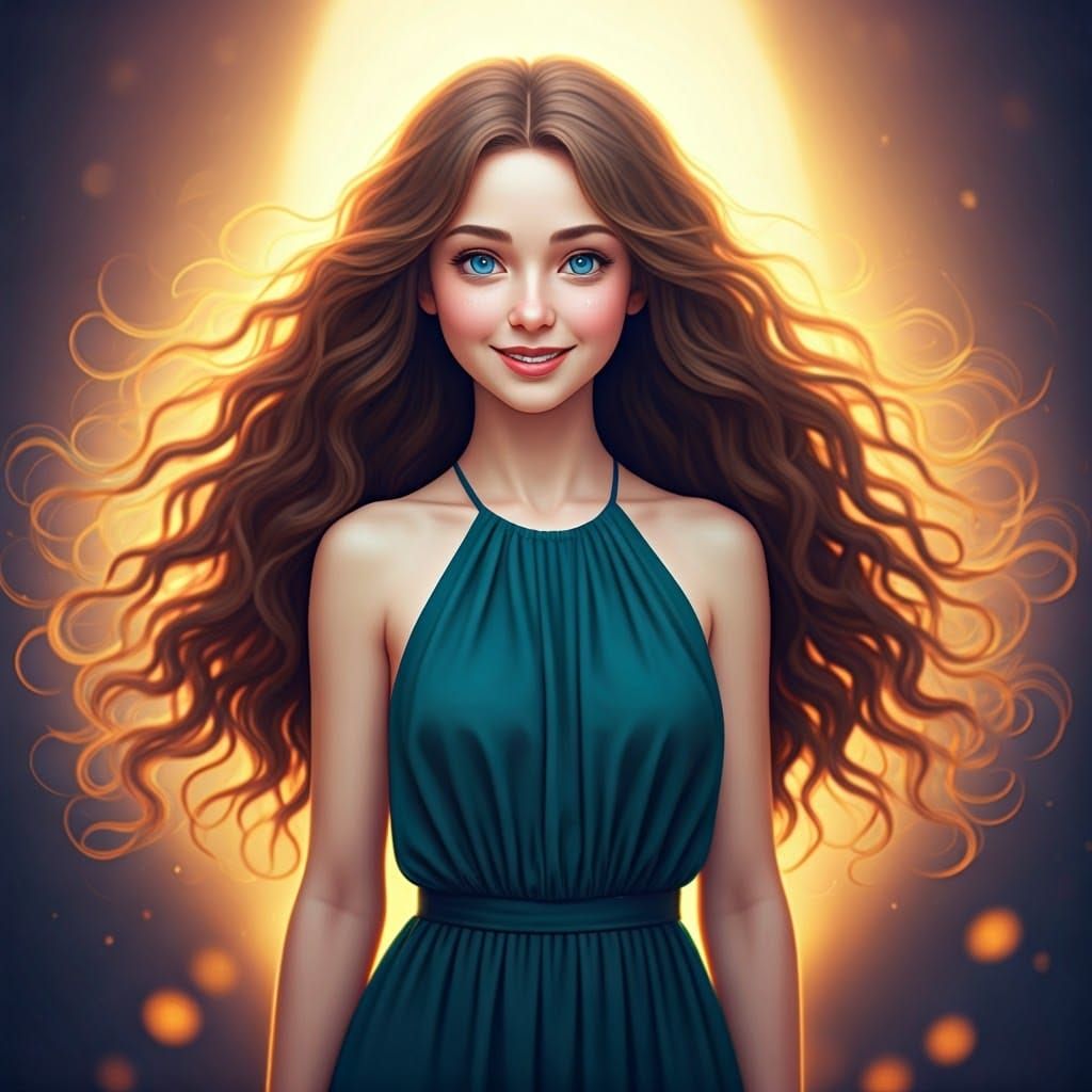 Ethereal Green Goddess in Whimsical Daytime Setting