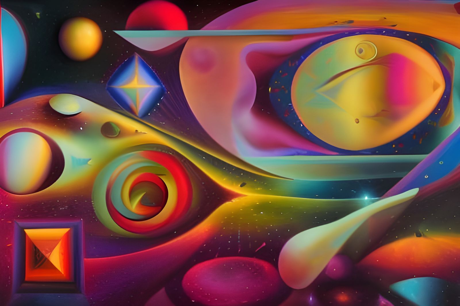 Cosmic Rainbow Machine: Holographic Astral Illustration