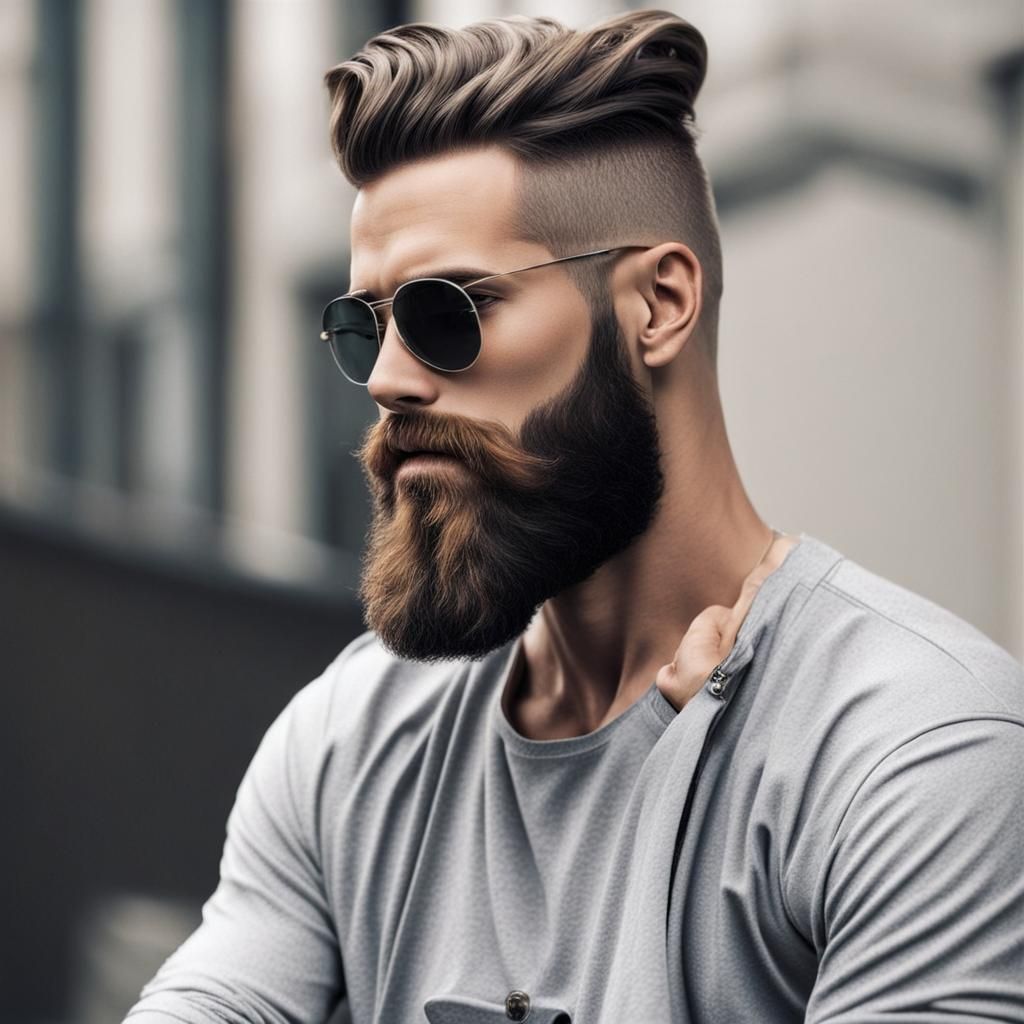 Stylish Haircut and Beard Combination
