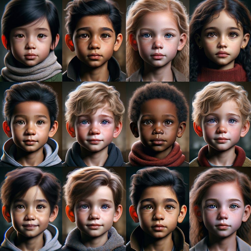 Realistic Passport Images of Diverse Children in Fantasy Con...