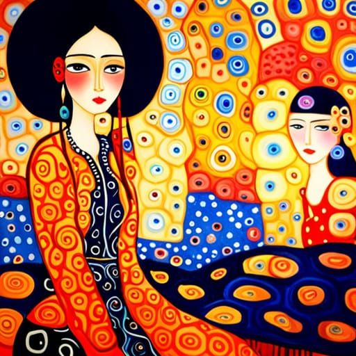 Shanghai Seaside in Gustav Klimt Style