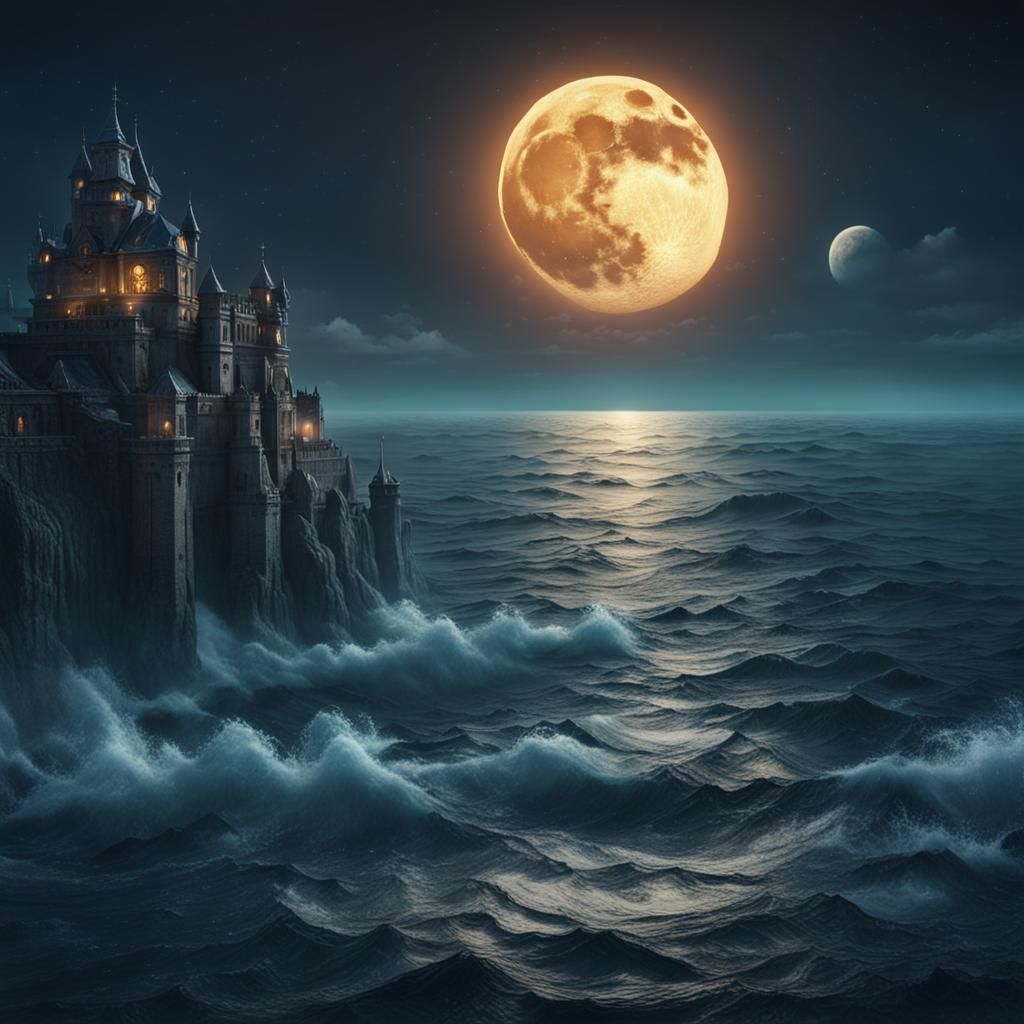 Full Moon Sinking: Fantastical Matte Painting