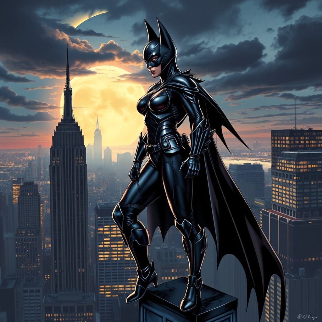 Heroic Batwoman Soars Above Gotham City in Epic Album Cover...