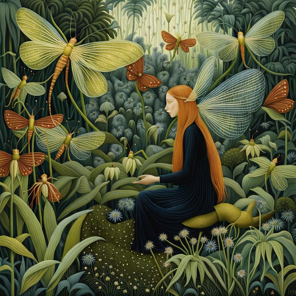 Fairies with Bulbophyllum Flowers in Digital Collage