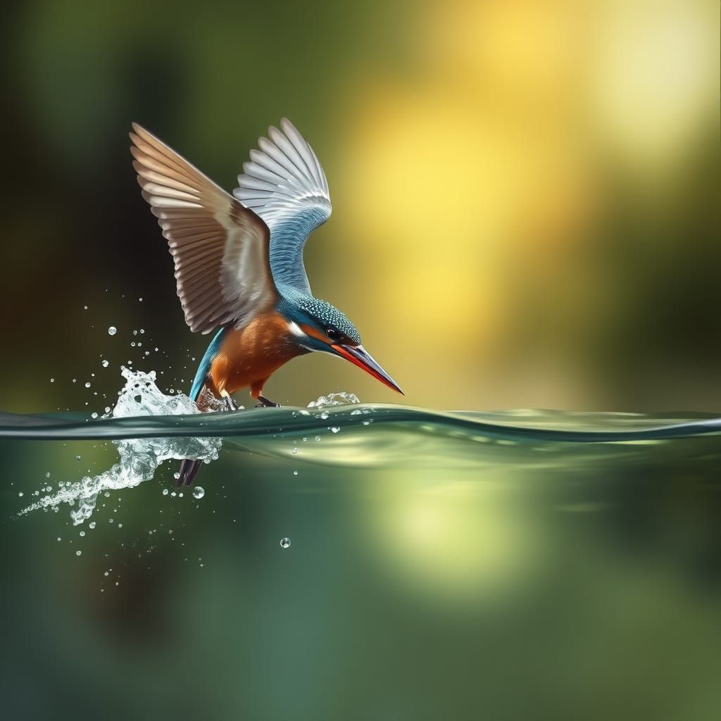 Kingfisher's Dive: An Impressionistic Avian Portrait