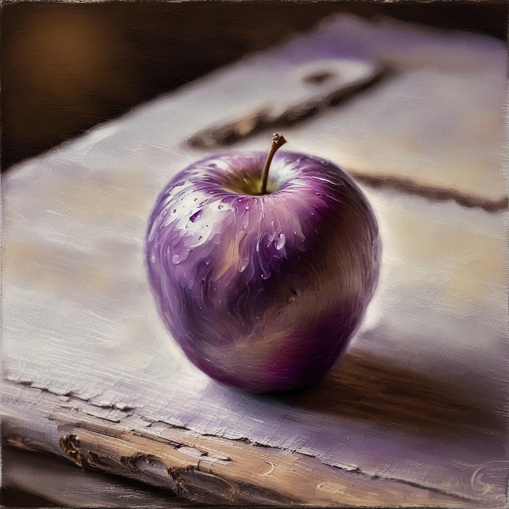 Impressionist Still Life: Purple Apple in Morning Light