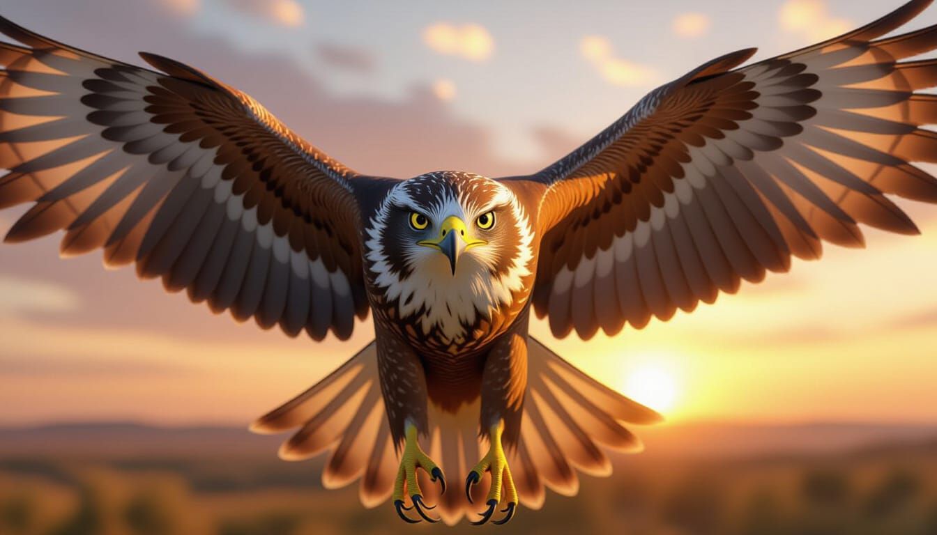 Majestic Hawk Close-up at Sunset