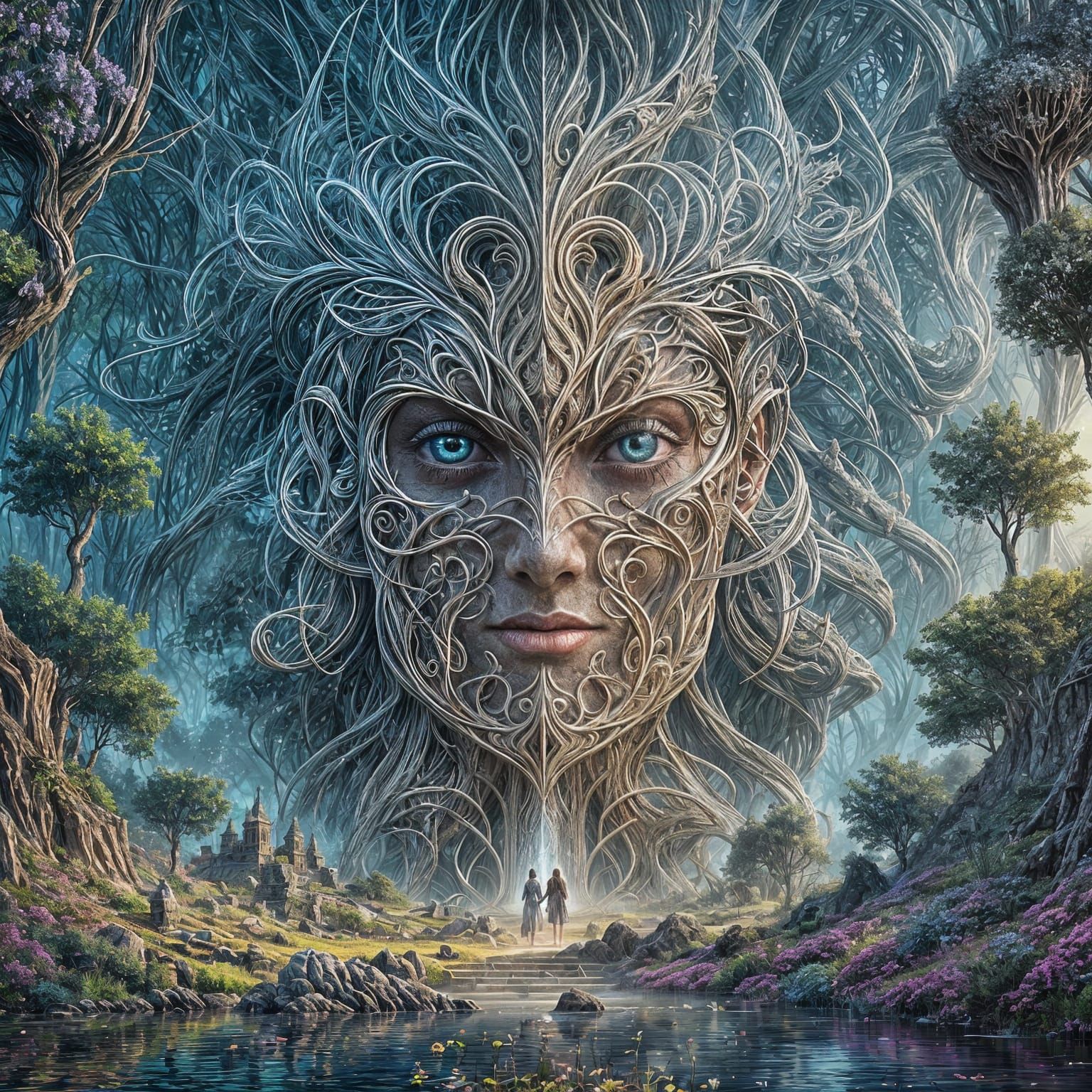 Ethereal Visage in Forgotten Realm: Abstract Reality