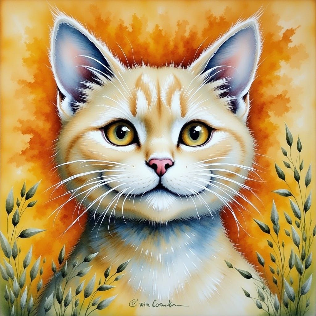 Simple Cat Painting in Portrait Style