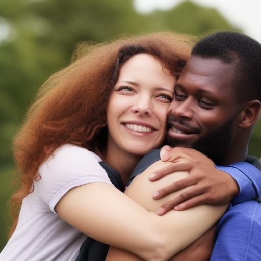 A warm embrace between two people, man and woman