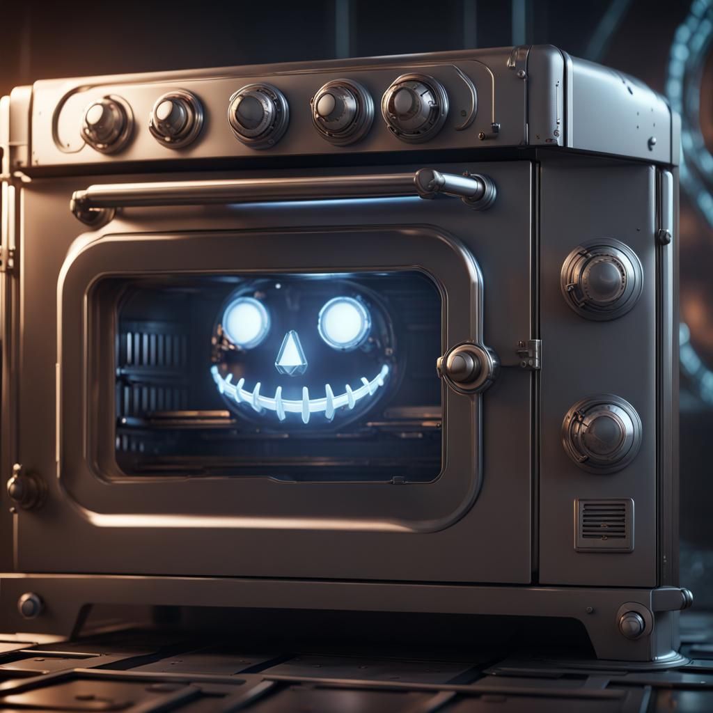 Spooky Oven With Glowing Face, Sci-Fi Style