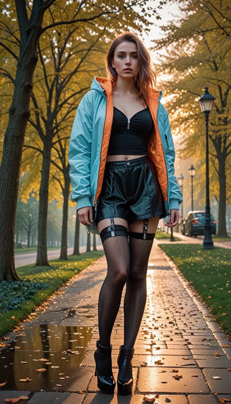 Czech Woman in Gothic Style with Pastel Flowers