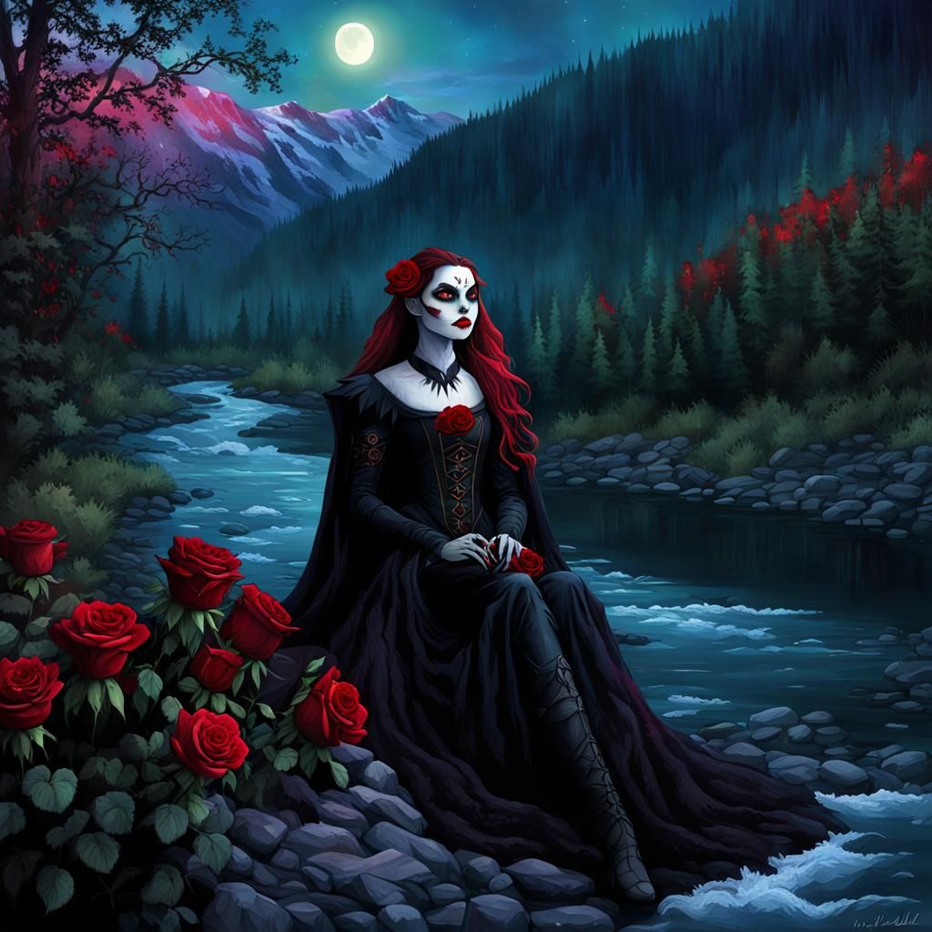 Gothic Vampire and Beauty in Rose Valley
