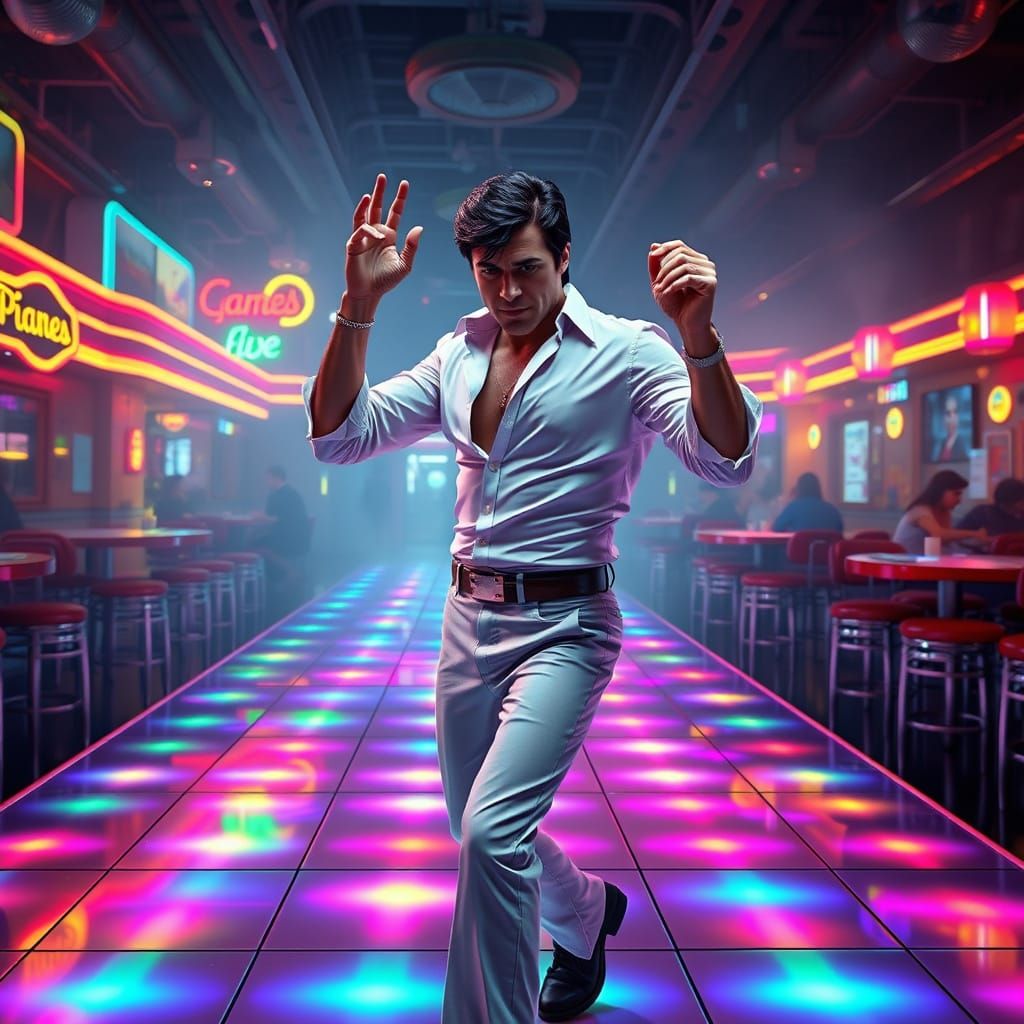 Sleek Disco Dancer Under Retro Lights