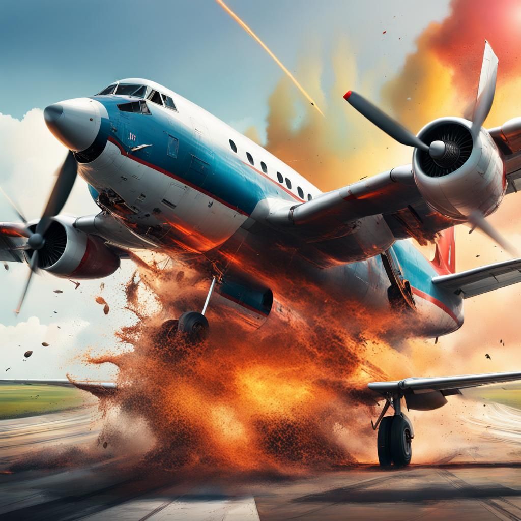 Hyperrealistic Planes Crash on Runway: Splash Art