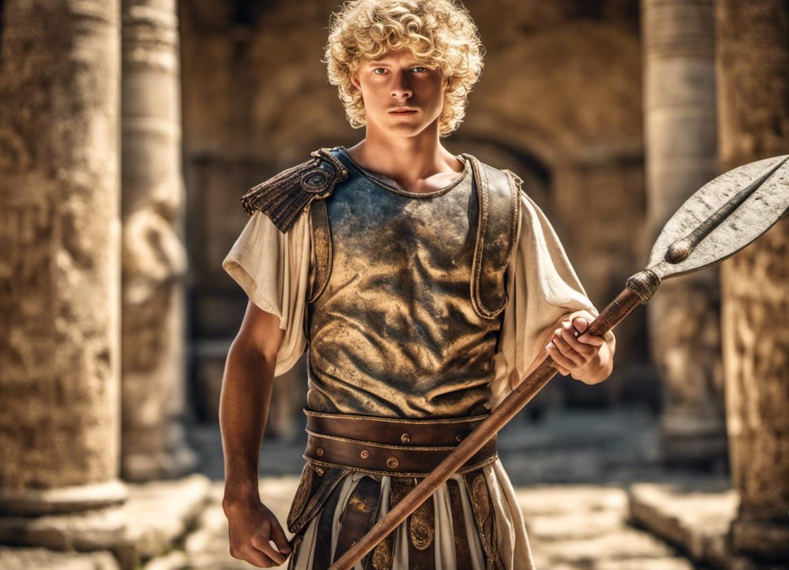 Roman Teen Warrior in Arena: Hyperrealistic HDR Image