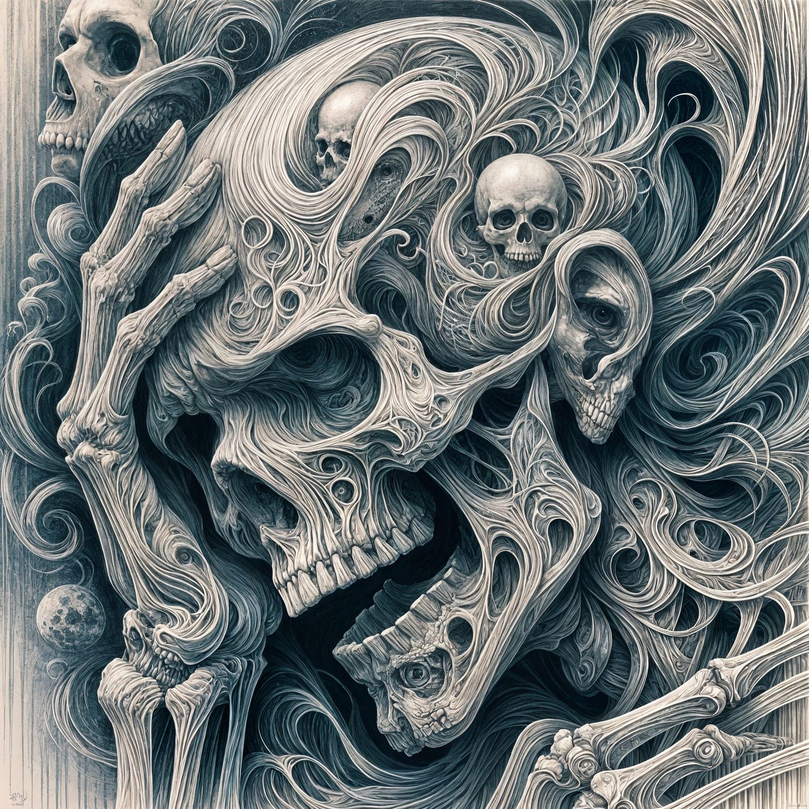 Anguished Skeleton in Surreal Dark Fantasy Style