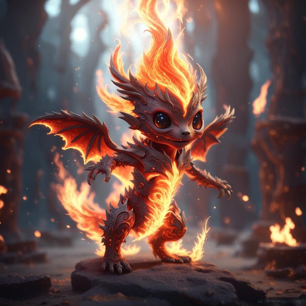 Fantasycore Fire Creature in Flight
