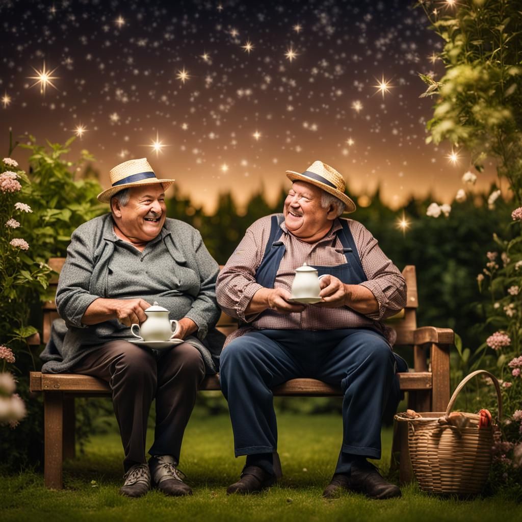 Charming Gardeners: A Mature Couple Under the Stars