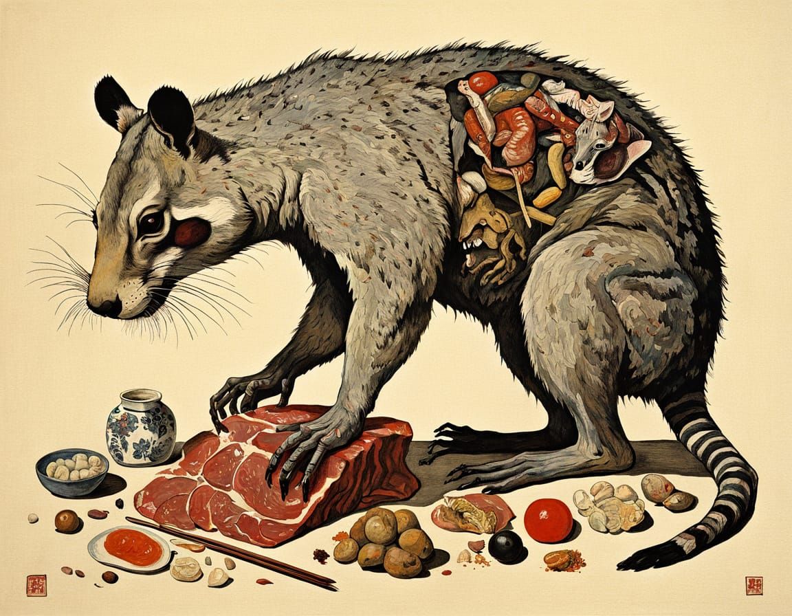 Surreal Hybrid Creature in Egon Schiele Style