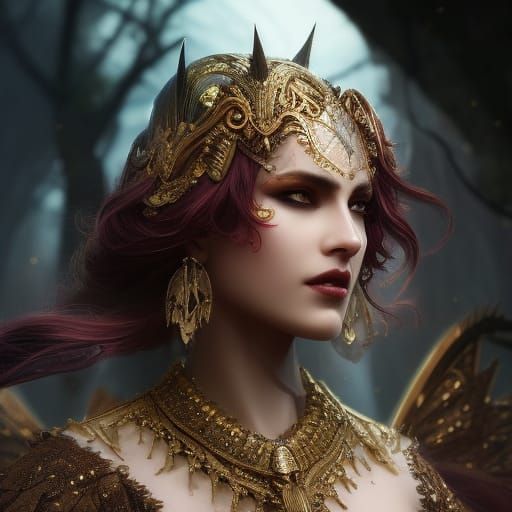 Undead Cyborg Woman Portrait in Dark Fantasy Style