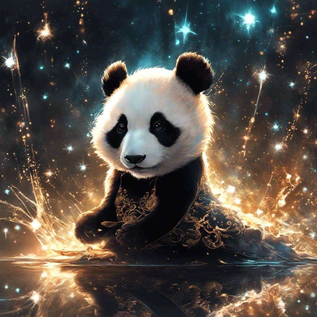 Ballerina Panda Dances in Bioluminescent Ballroom