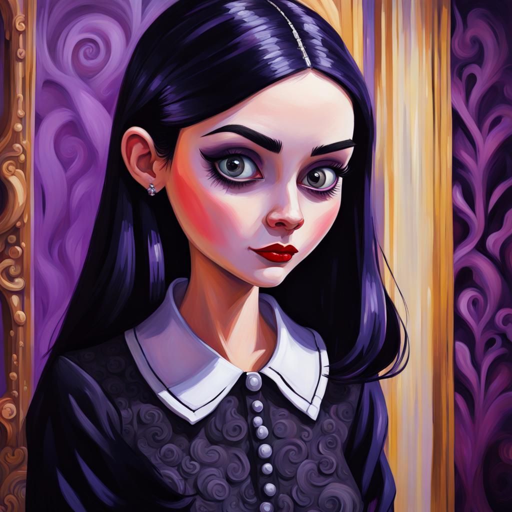 Wednesday Addams Portrait in Disney Pixar Style