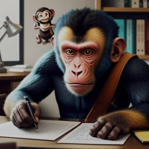 Space Monkey Prepares for Exam