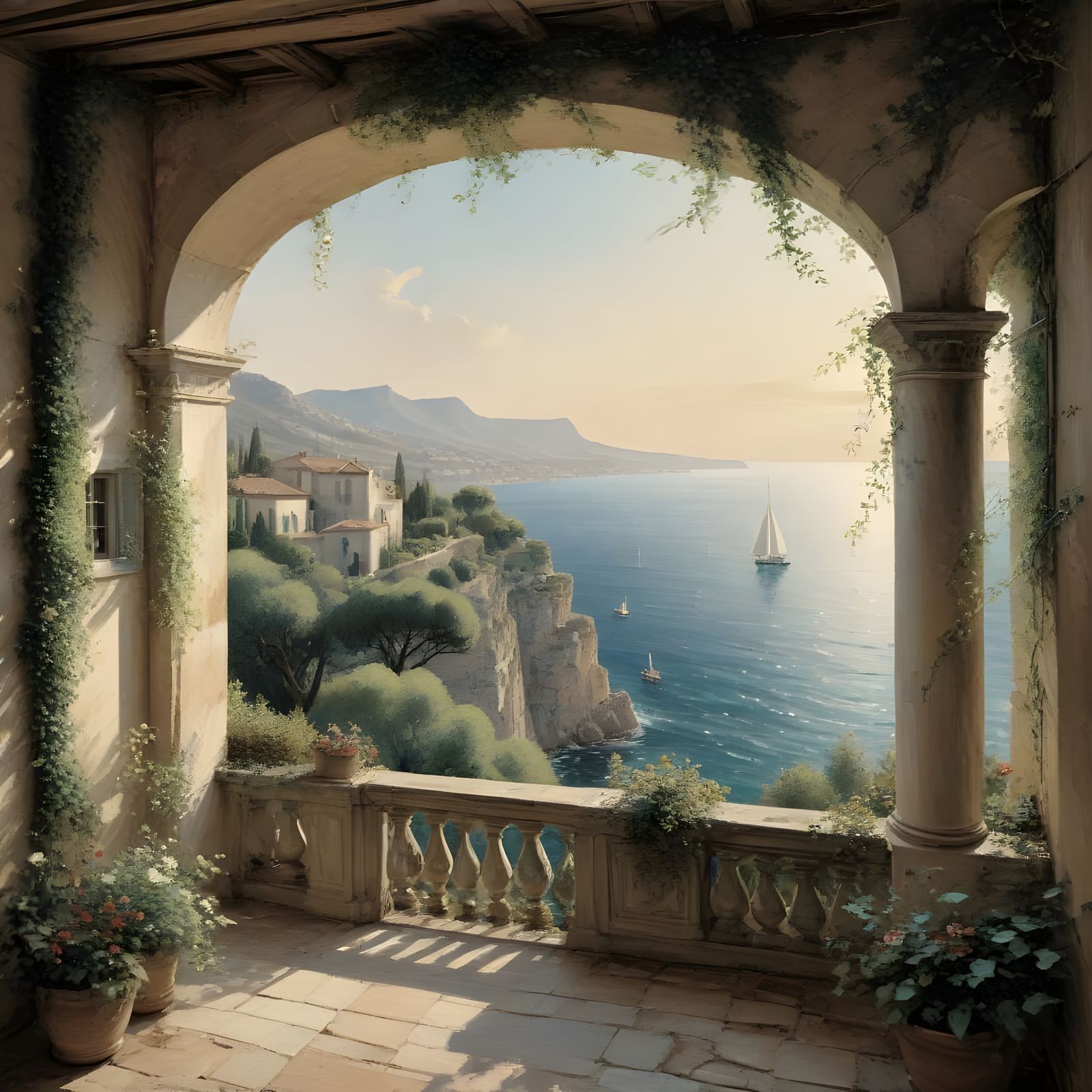 Elegant French Chateau on Bluff Overlooking the Ocean