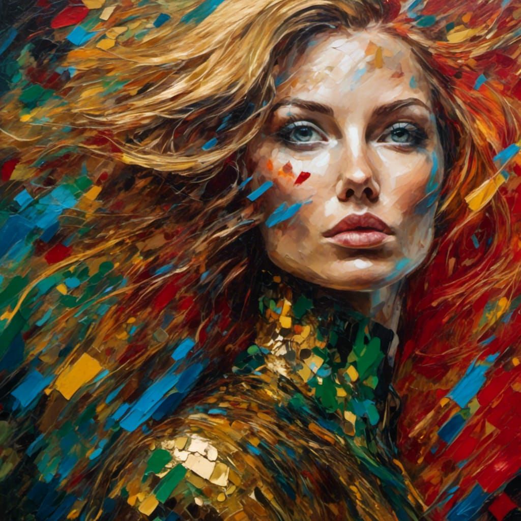 Surreal Cubist Character in Vibrant Oil Painting