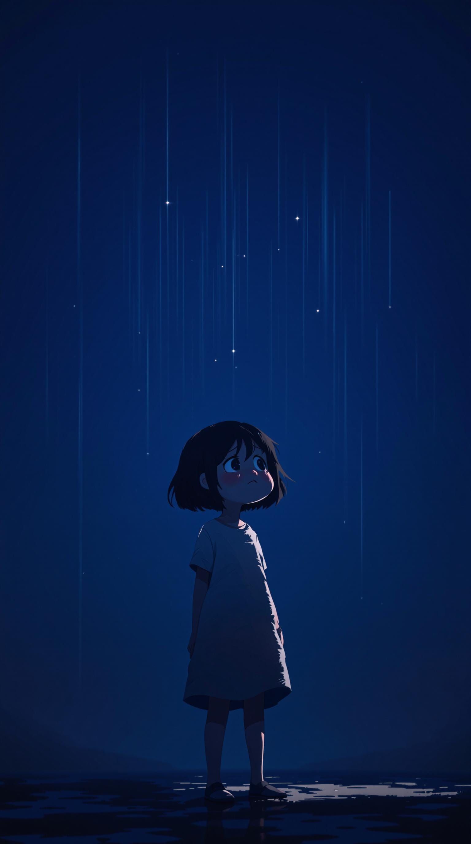 Grieving Girl in Anime Style Visual Art