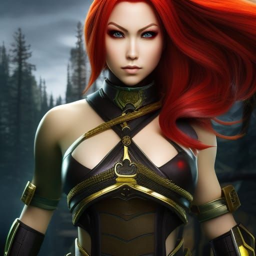 Hyperrealistic Female Ninja Portrait in Splash Art Style