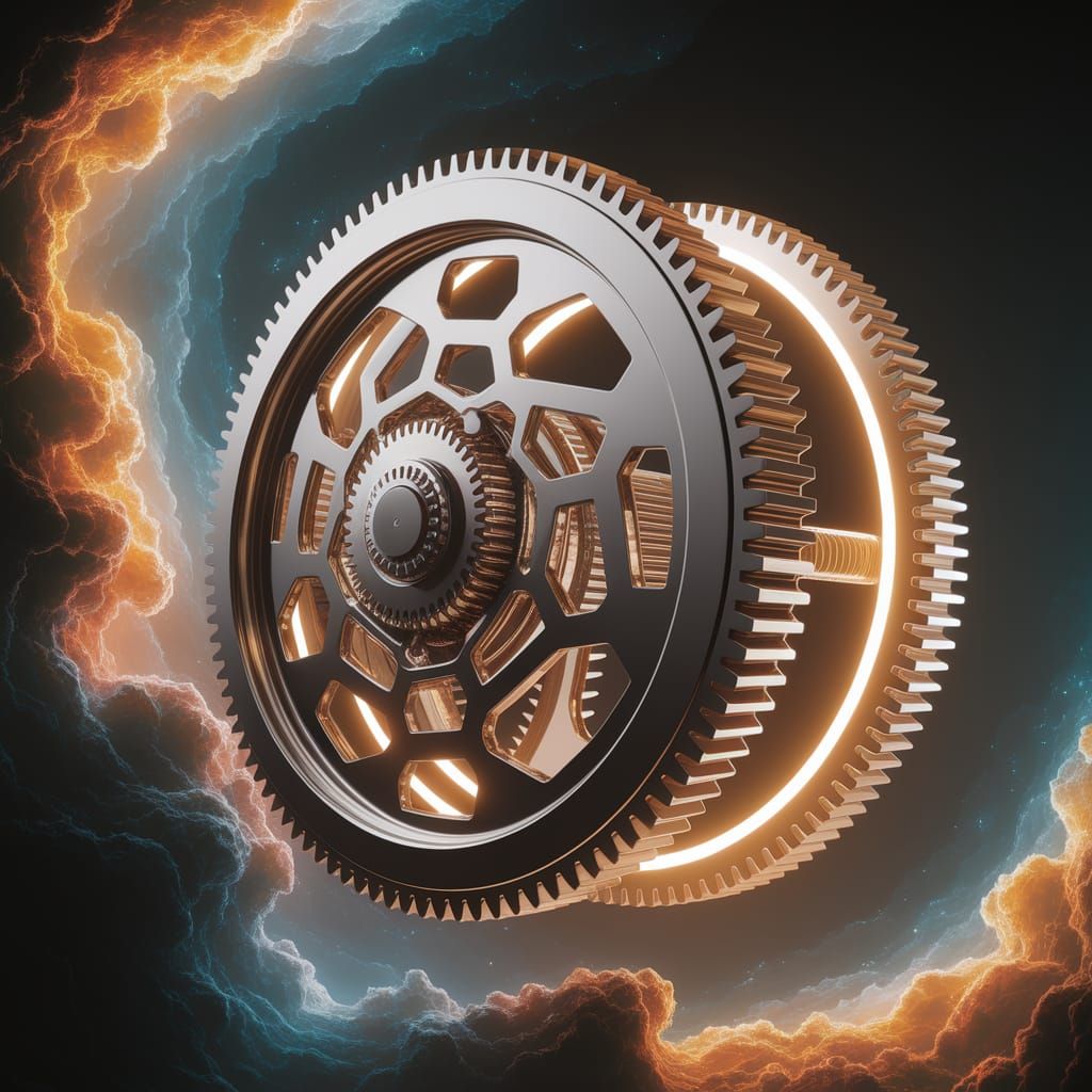 Glowing Hypoid Gear Set in Cosmic Nebulae