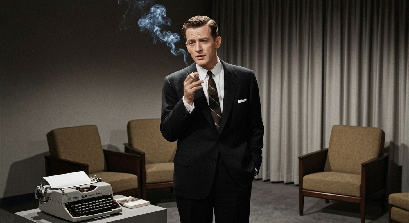 Rod Serling in Twilight Zone Style, 1950s Scene