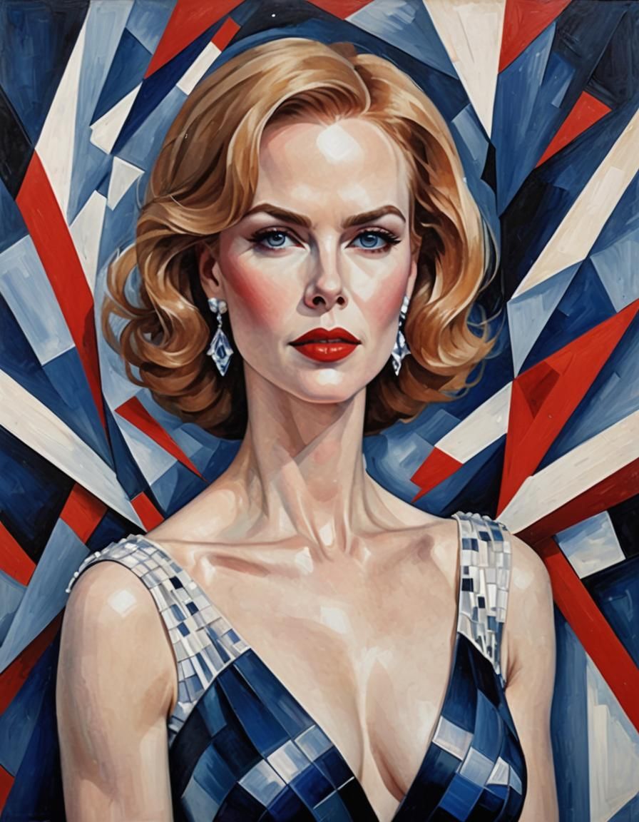 Abstract Portrait in Oil of Woman in Blue