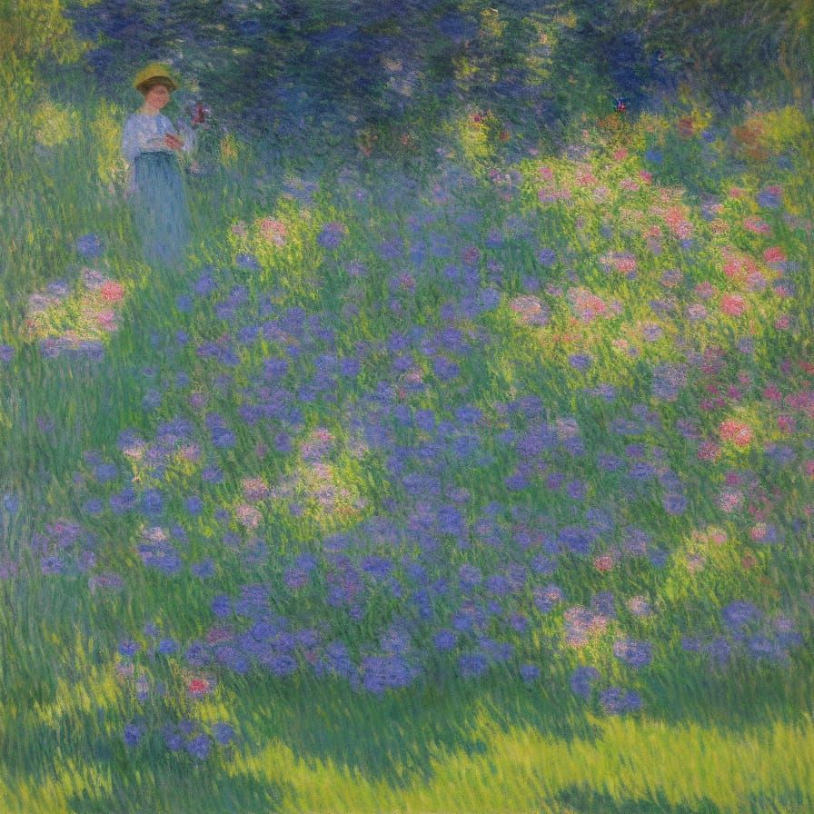 Impressionist Garden Portrait at Sunrise