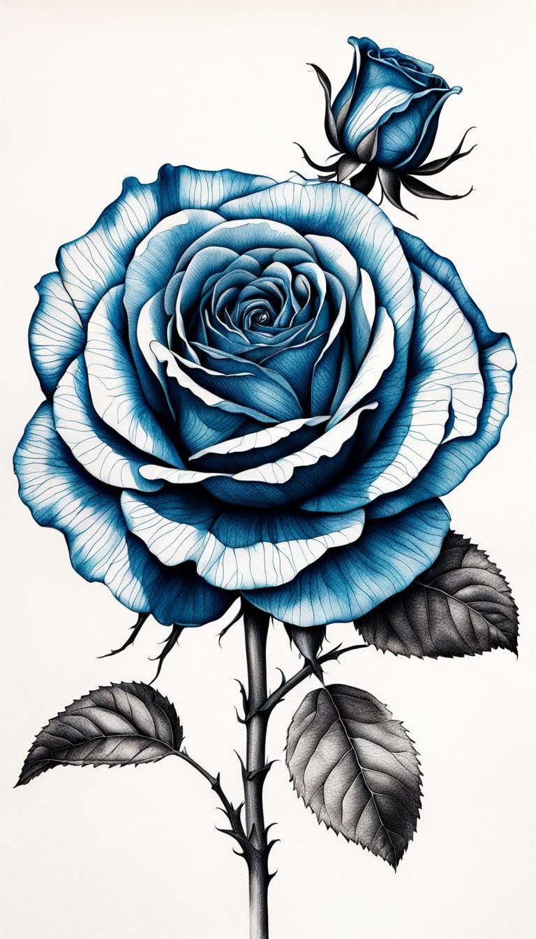 botanical drawing of a rose - 04