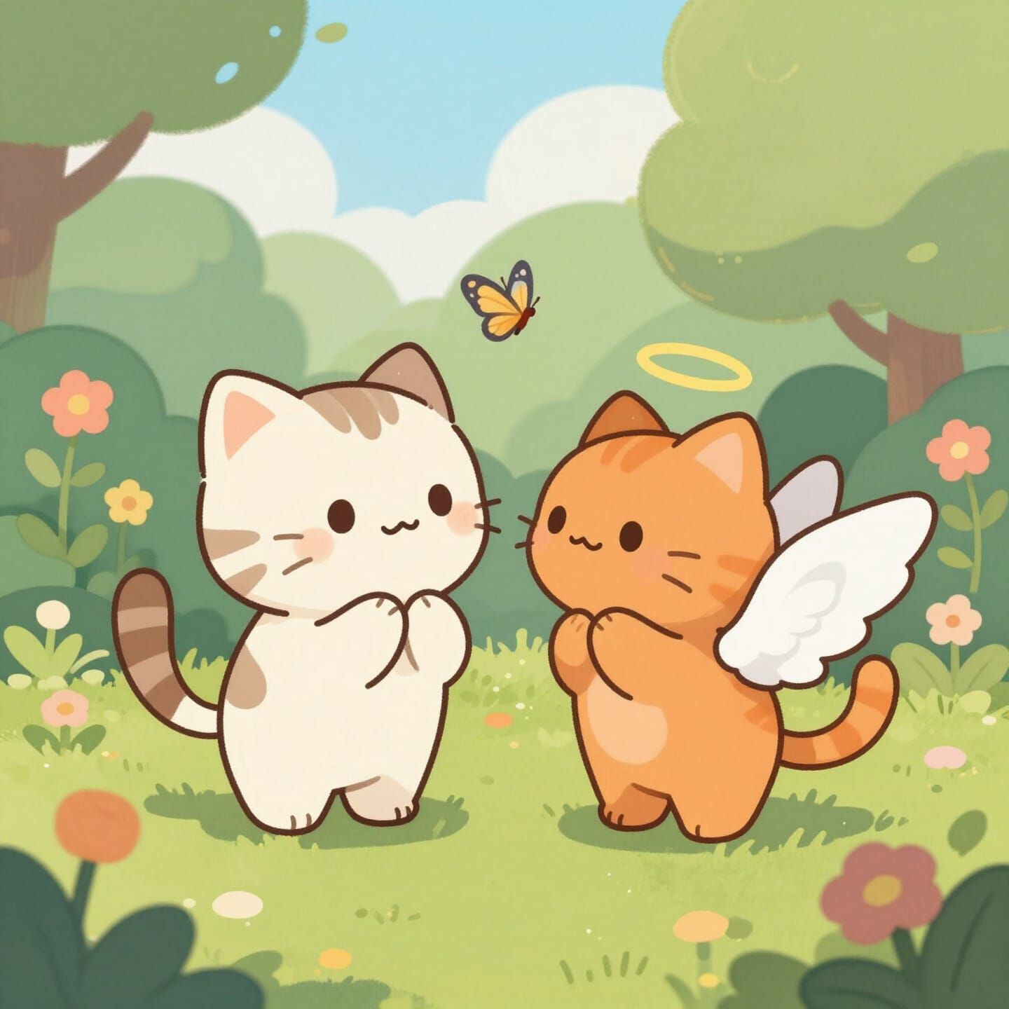 Cute Kittens Meet in a Magical Garden