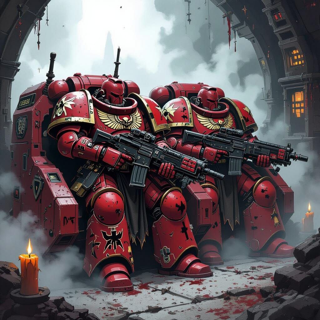 Blood Angels in Gothic Drop Pod, Manga Style