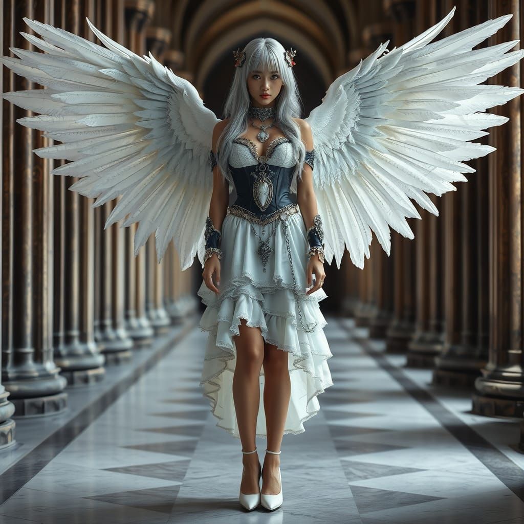 Ethereal Gothic Angel Portrait in Wide Angle