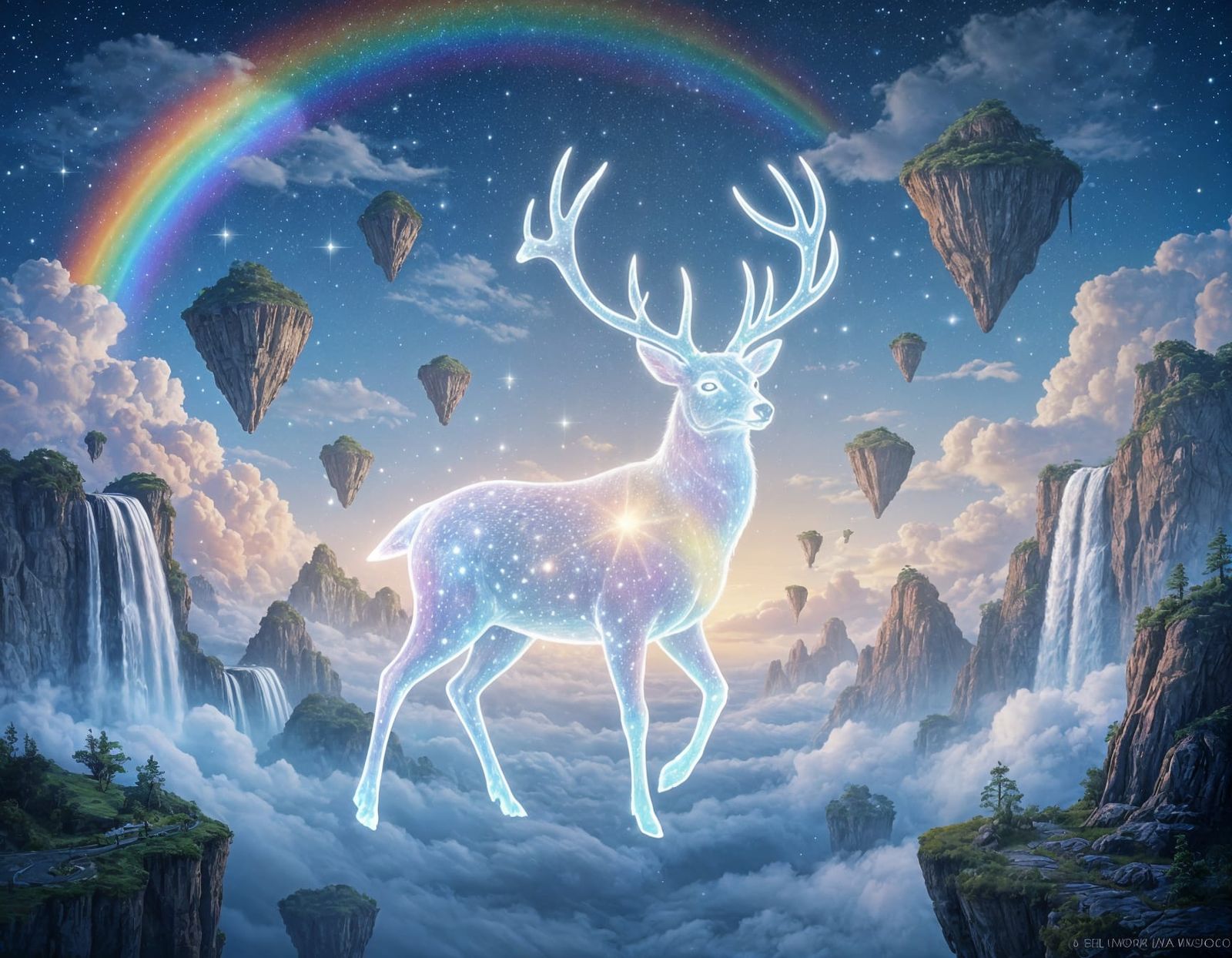 Stardust Deer in Dreamlike Astral Landscape