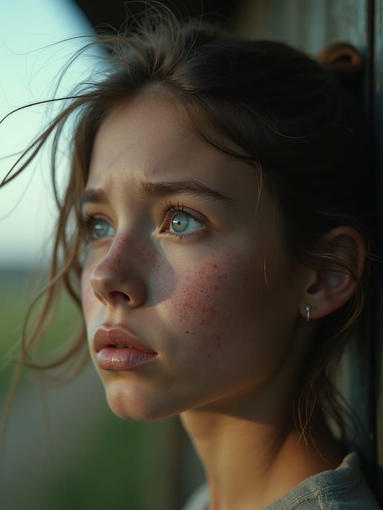 Defiant Girl Endures Hardship, Cinematic Film Still