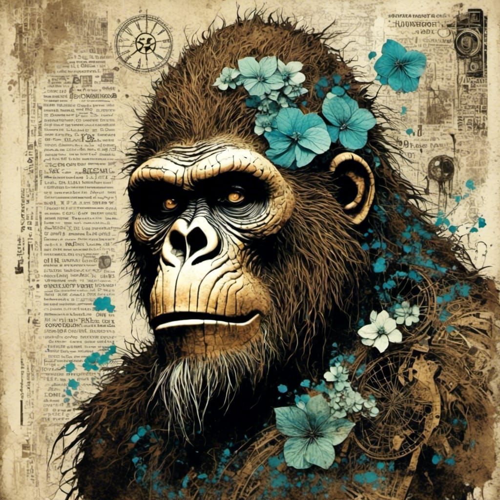 Whimsical Bigfoot Watercolor with Occult Elements