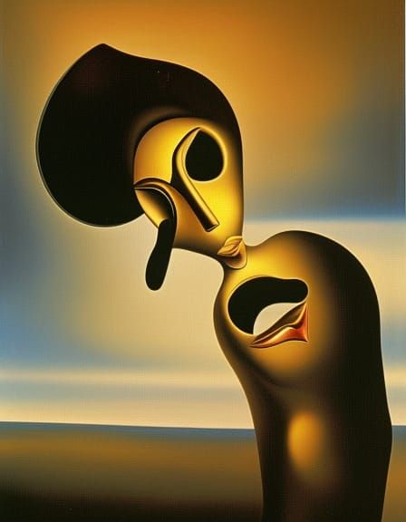 Melancholy Reveal: Crying Face in Surreal Oil Painting