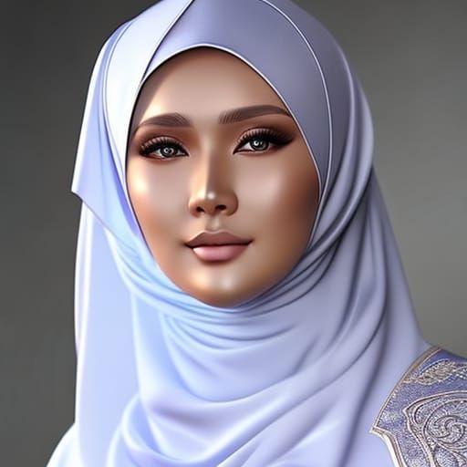 Beautiful Malay Woman in Hijab: Hyperrealistic Portrait
