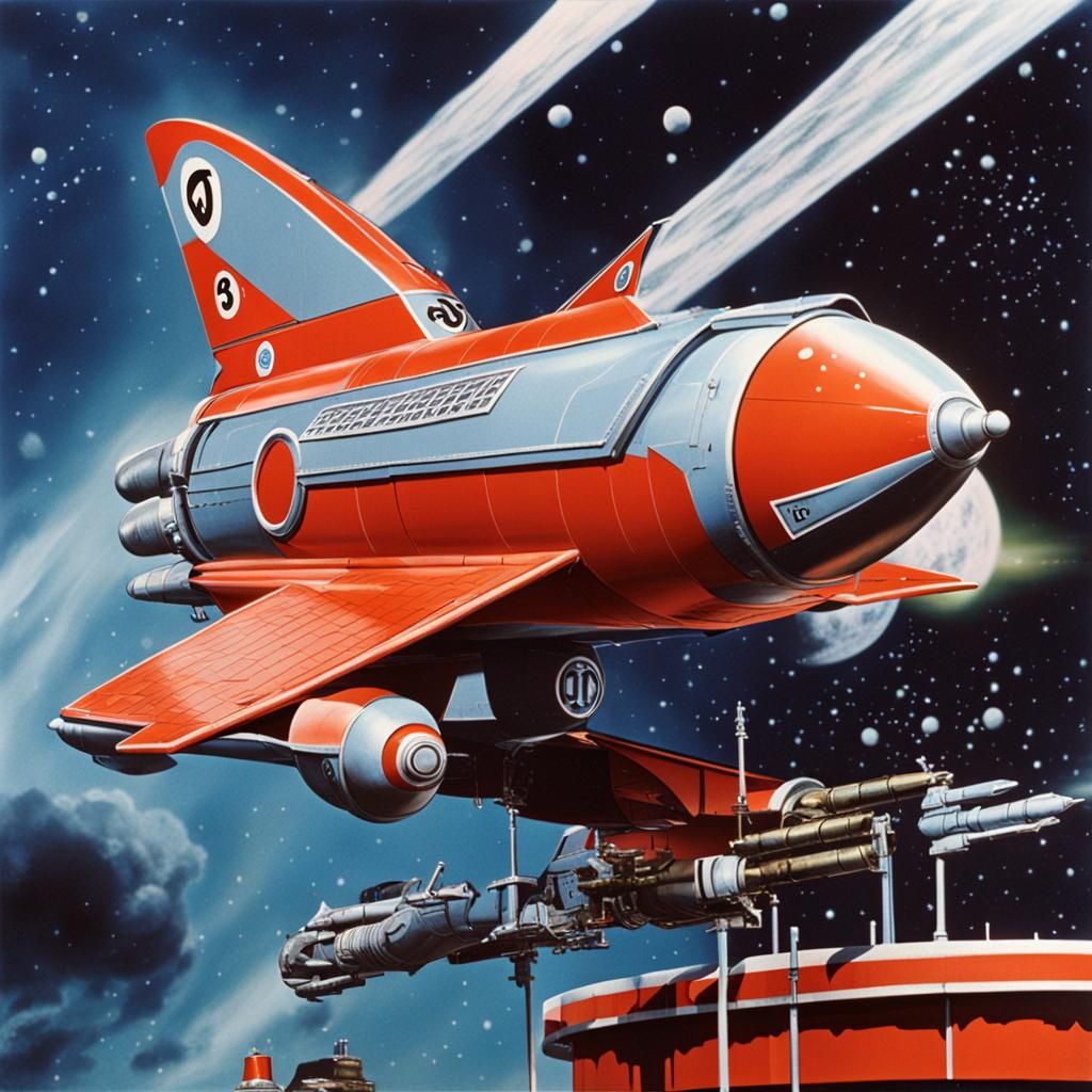 Thunderbird 3 docking at Thunderbird 5