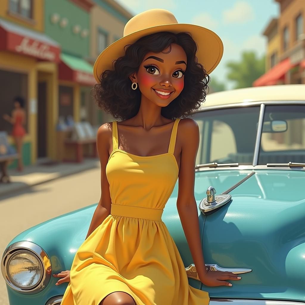 Vintage Charm: 1950s Girl in a Cartoon Style
