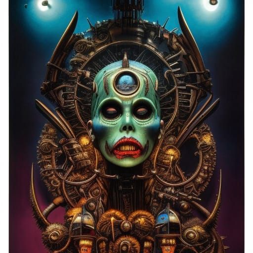 Biopunk Mechanical Pterodactyl in Dark Academia Style